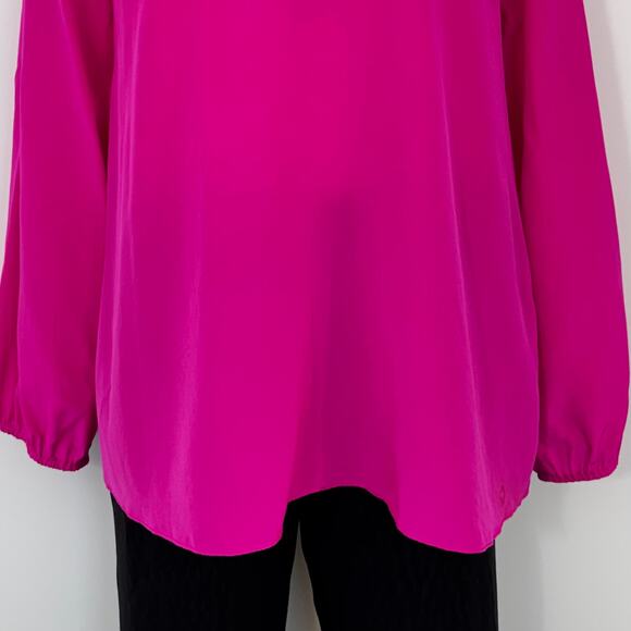 Lilly Pulitzer Leslie Silk Top Blouse Raz Berry Hot Pink Strappy Cutout Back L - Picture 4 of 14